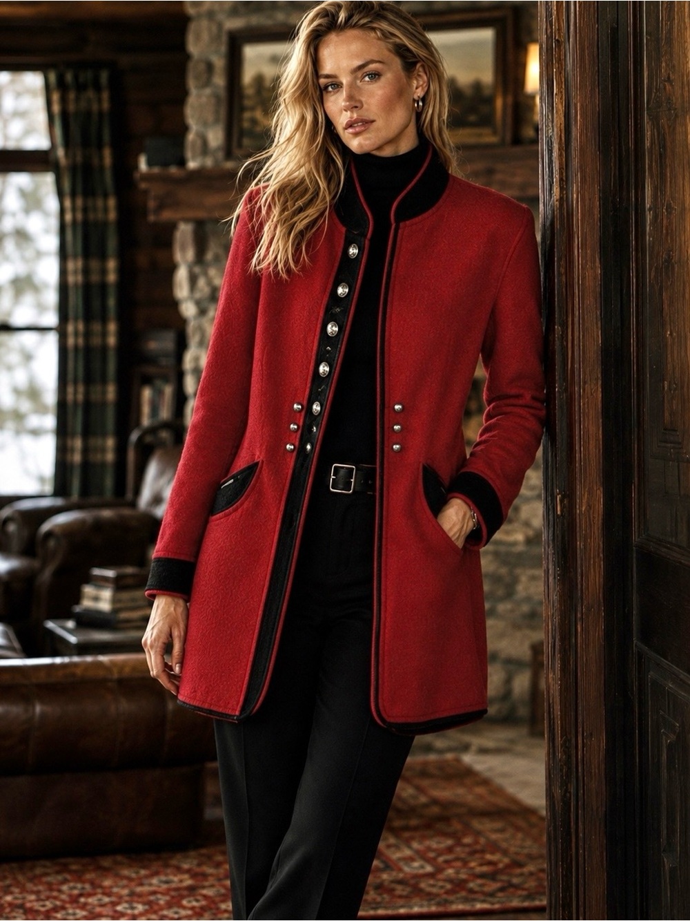 Geiger Military Style Wool Coat